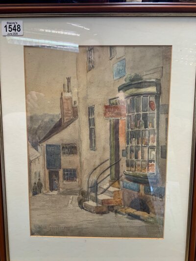 A framed Frances Watson Sunderland watercolour street scene. Dated 1923