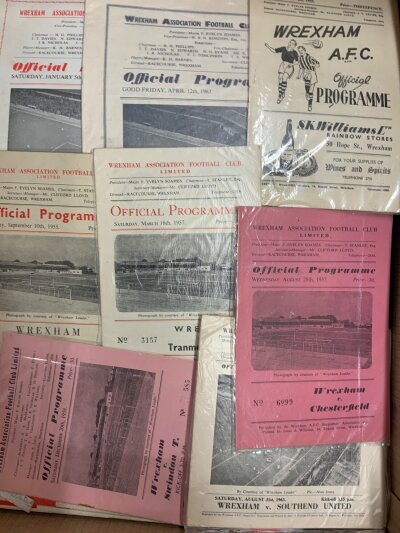 Cardiff City Wrexham + Swansea Football Programmes: Direct from a one per club per season collection with excellent condition programmes from the mid 1950s onwards. Instructions to sell. Quantity in box.