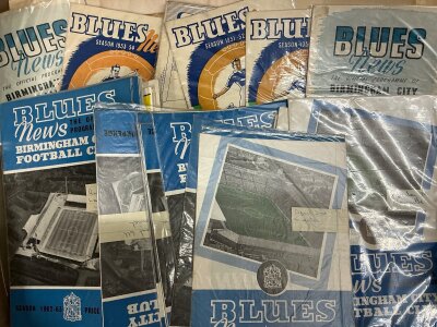 Midlands Football Programmes: Home programmes of Birmingham Coventry Walsall Wolves starting off with a one per club per season collection but with many more added over the years. Instructions to sell. (Quantity in 2 boxes)