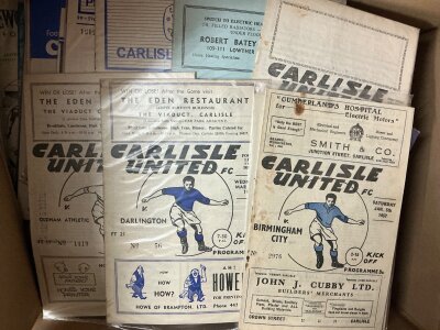 North East Football Club Programmes: Home programmes of Carlisle Hartlepool Darlington Newcastle Sunderland Middlesbrough etc starting off with a one per club per season collection but with many more added over the years. Instructions to sell. (Quantity in 1 box)
