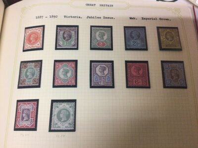 Seven albums of well presented British Stamps from Queen Victoria to Elizabeth II including four penny Black stamps and a good selection of other Victorian stamps including well presented Penny reds with plate numbers Edward VII unused and used stamps good examples of unused George V with margins. George VI and There are also numerous Elizabeth II decimal unused pictorial stamps including high values  all in seven albums.