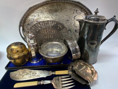 A collection of silverplated wares etc…