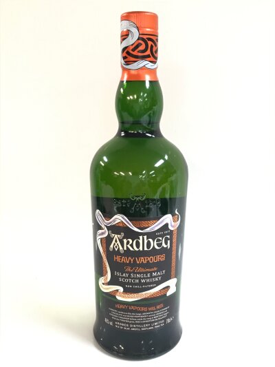 A bottle of Ardbeg Heavy Vapours the ultimate islay single malt scotch whiskey