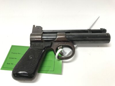 Vintage Webley "Junior" .177 caliber air pistol, manufactured by Webley & Scott in Birmingham.It features an over-lever action.