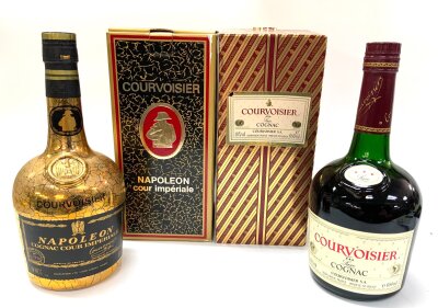 Courvoisier Napoleon Cognac cour imperial with box together with Courvoisier Luxe Cognac.