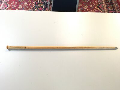 An oak shaft sword stick. Blade 35cm long . 86cm total length