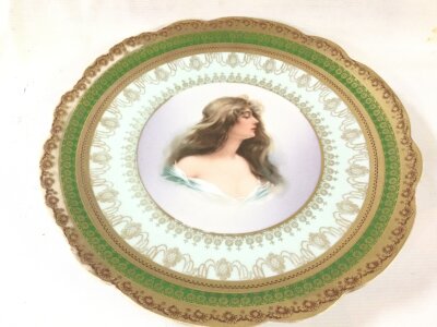 A Vienna style plate signed M&Z (Moritz Zdekauer) Austria. 32cm wide NO RESERVE