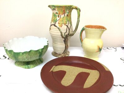 A large Carlton ware jug of naturalistic design a Carlton ware dish Burleigh ware jug and a contemporary dish (4) NO RESERVE
