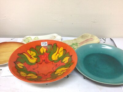 A large mid 20th century Poole pottery dish a glazed contemporary ceramic dish Royal Winton dishes (5) NO RESERVE
