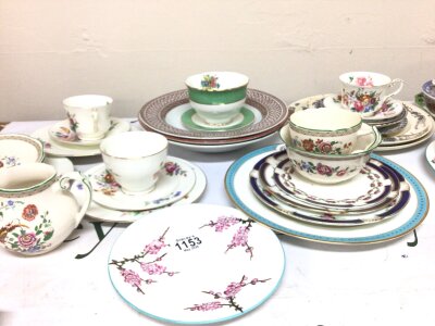 A collection of George Jones early 20th century ceramics including decorative plates cups and saucer trio. NO RESERVE