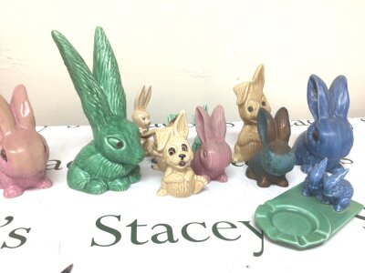 A collection of Sylvac rabbit ornaments mixed colours and designs maximum height 24cm