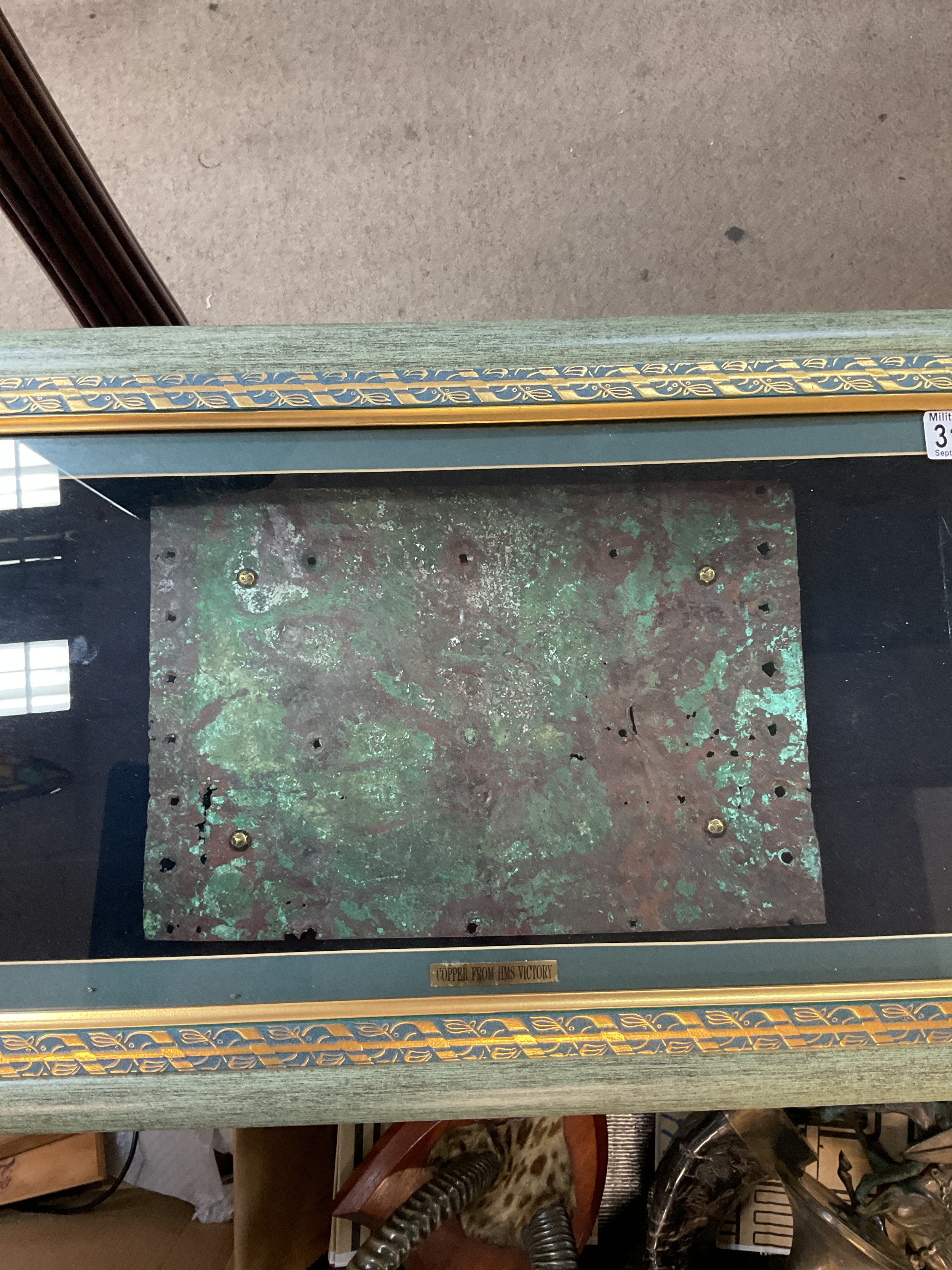 Framed copper from HMS Victory.