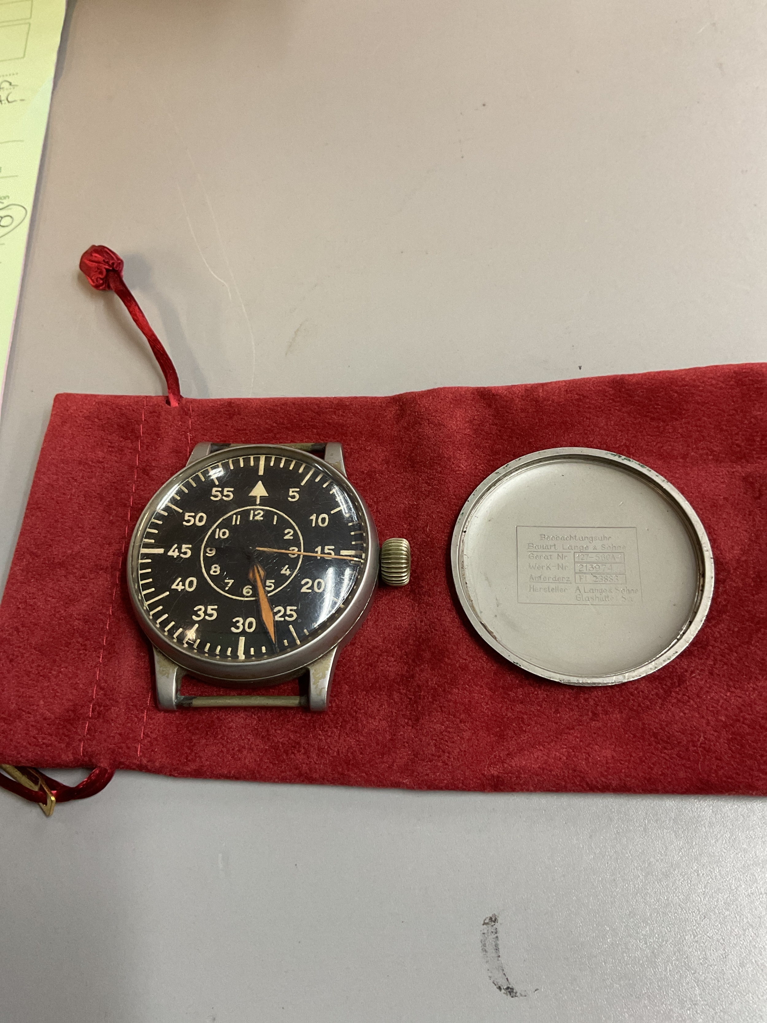 Rare WWII German Luftwaffe B-Uhr observers watch by Lange &Sohne, matching numbers, no strap.