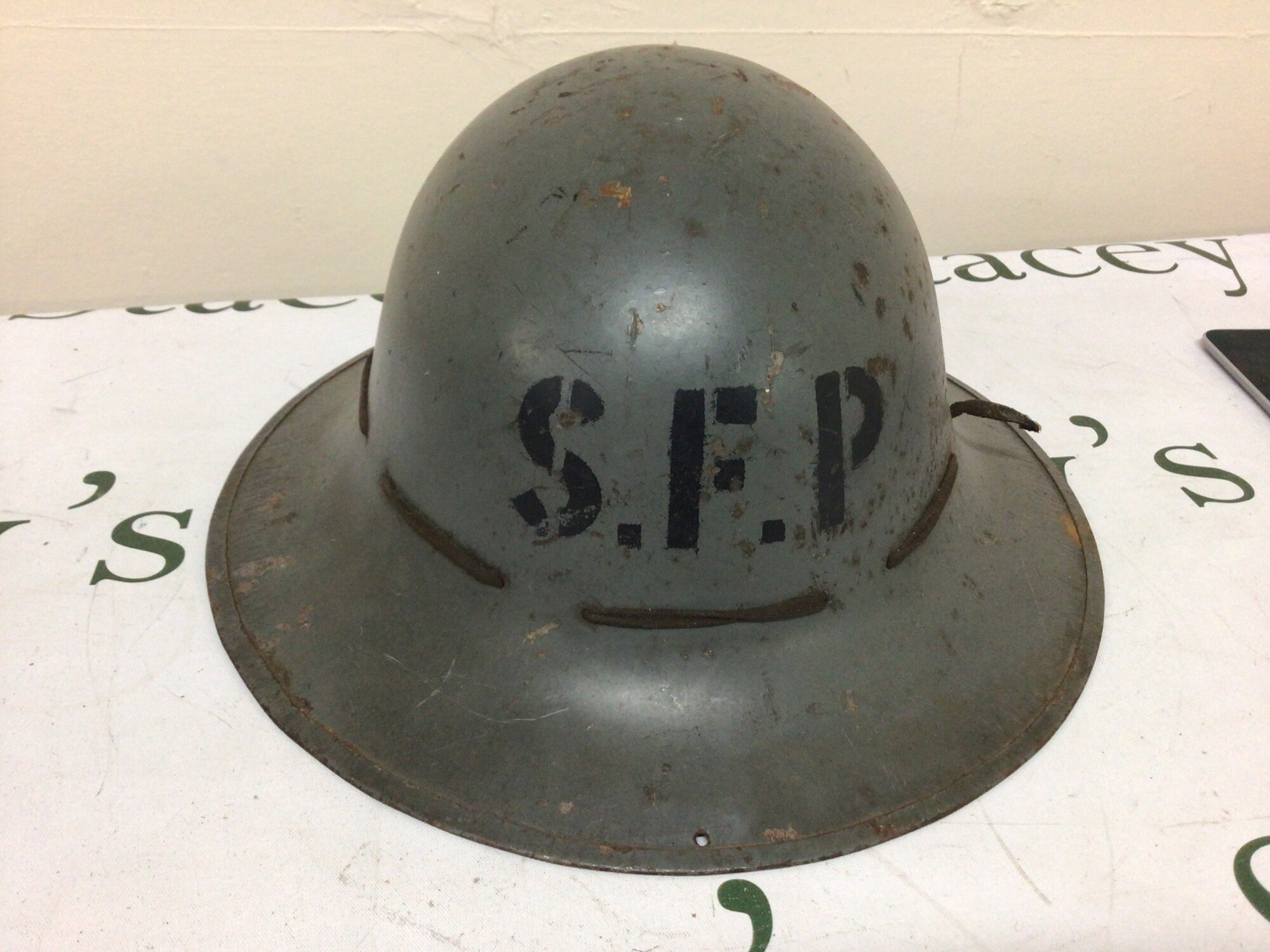 A British II world war Zuckerman British Civil Defence fire Guard helmet. SFP nice original example.