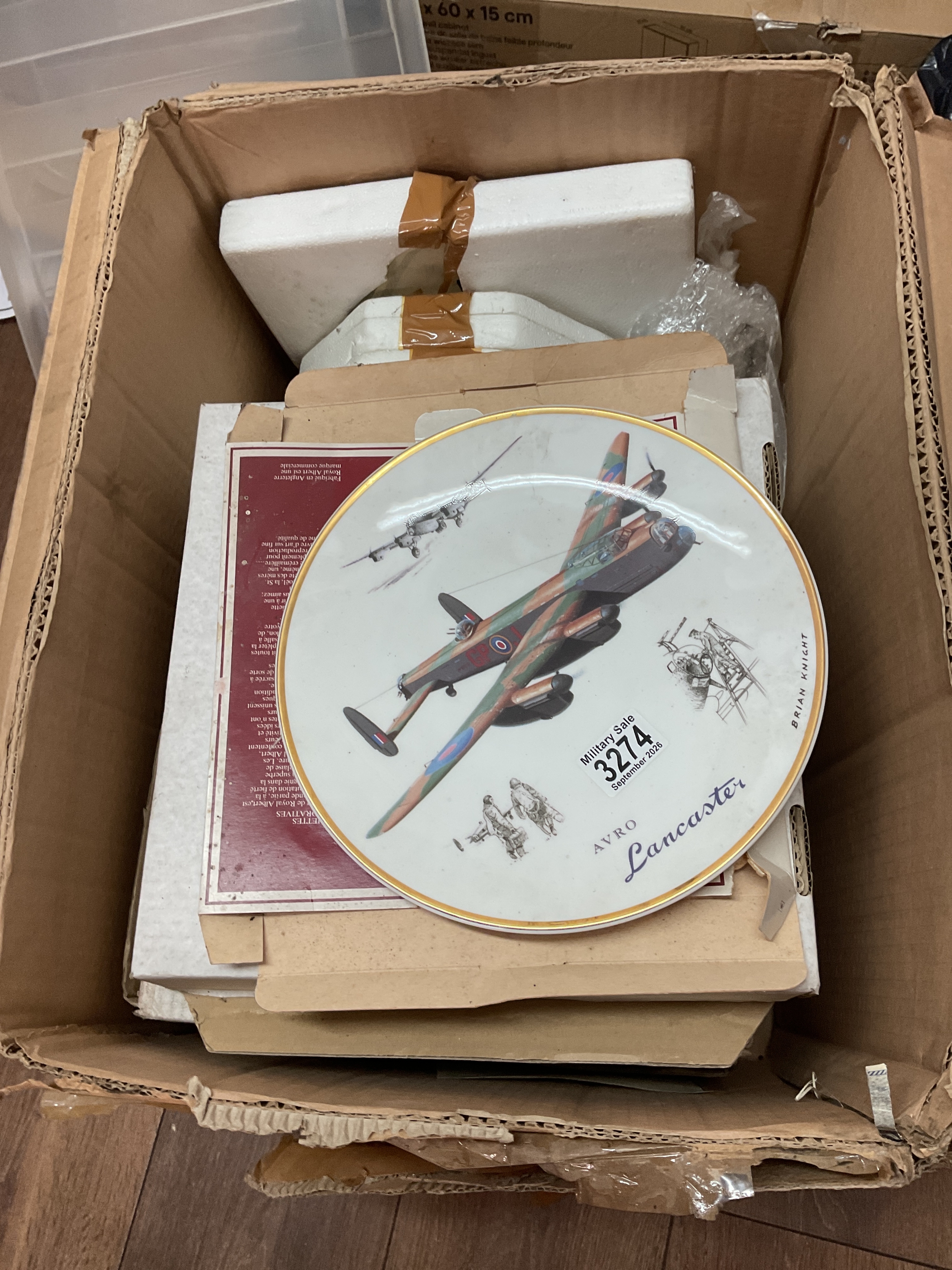 Large box of boxed military collectors plates
