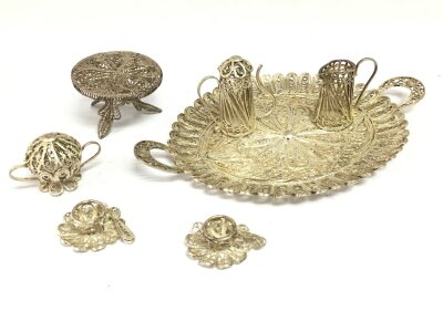 A miniature filigree tea set.- NO RESERVE