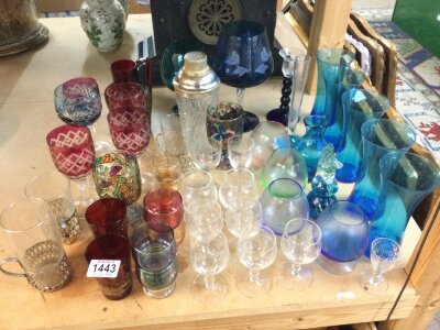A collection of assorted glass including cranberry etc.- NO RESERVE