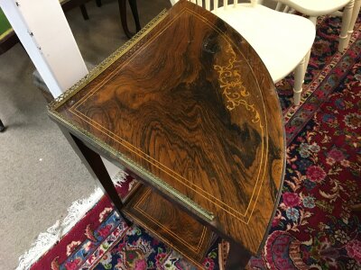 A rosewood inlaid corner Table 70cm wide 75cm tall