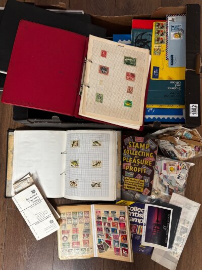 A box containing a mainly GB collection of albums F.D.Cs and loose stamps