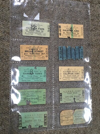 A collection of mainly north London vintage railway tickets