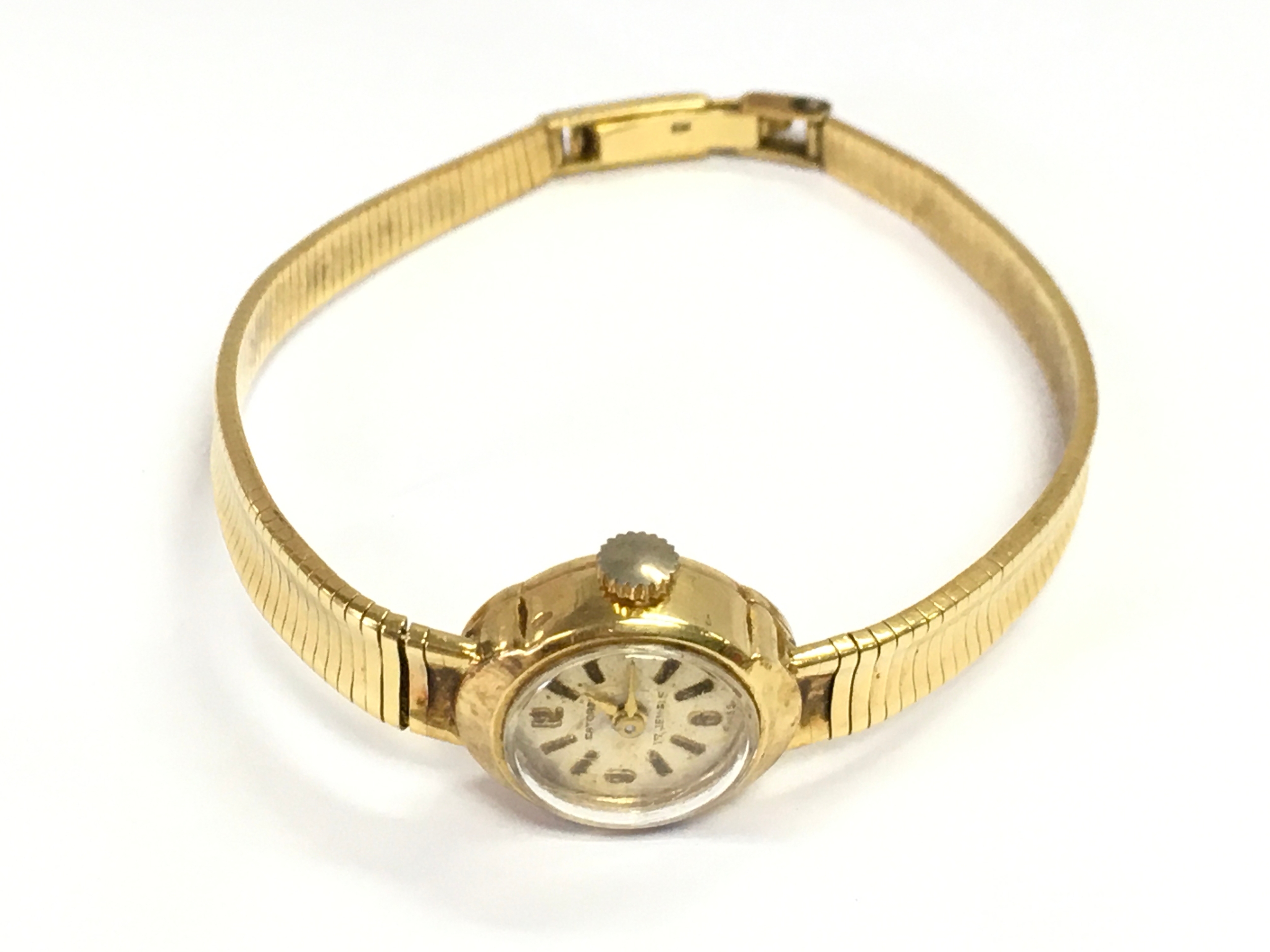 An 18ct gold cased and strap ladies watch . 19.5g total weight