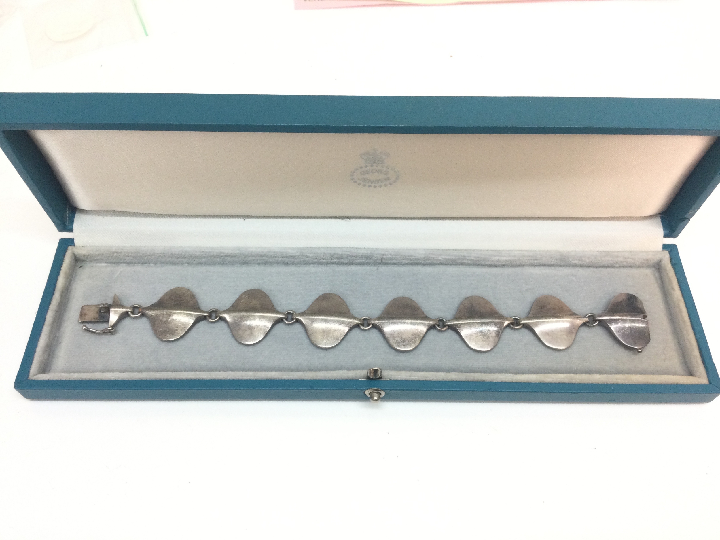 A boxed 176 Georg Jensen Annette Howdle, 19cm long. 46g total weight
