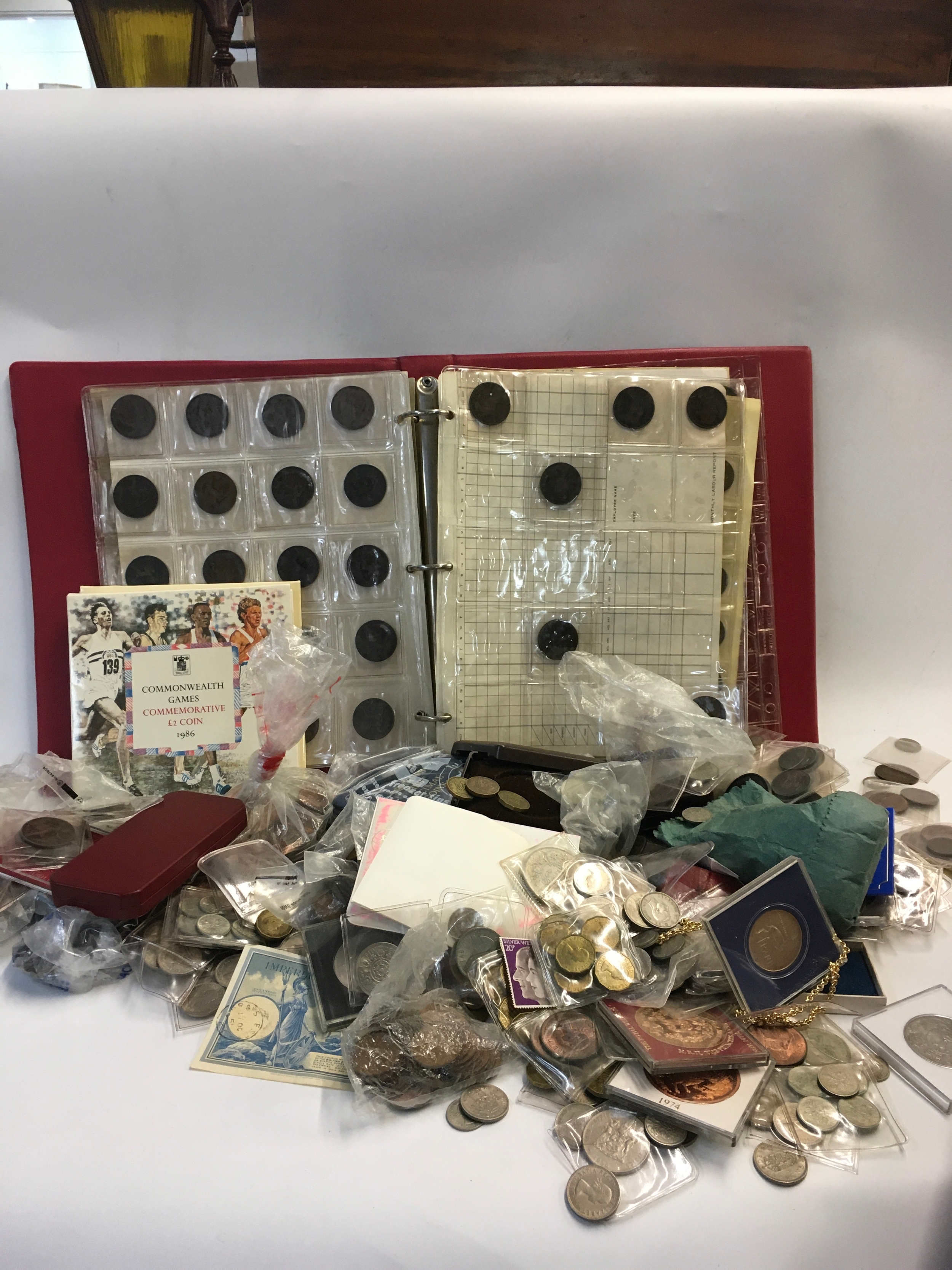 A large collection of coins