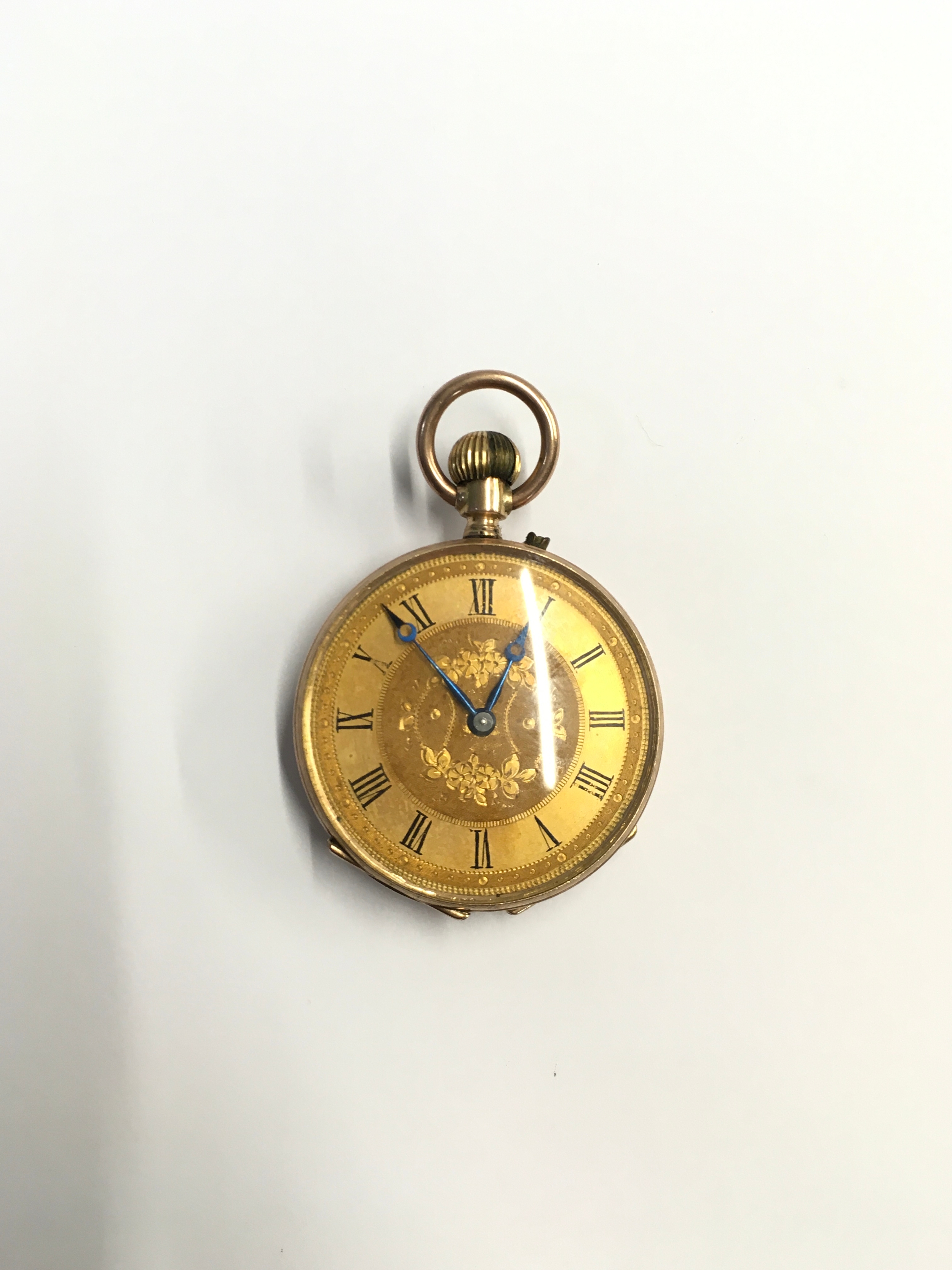A small 14ct gold pocket watch. Weight 30.23g. 