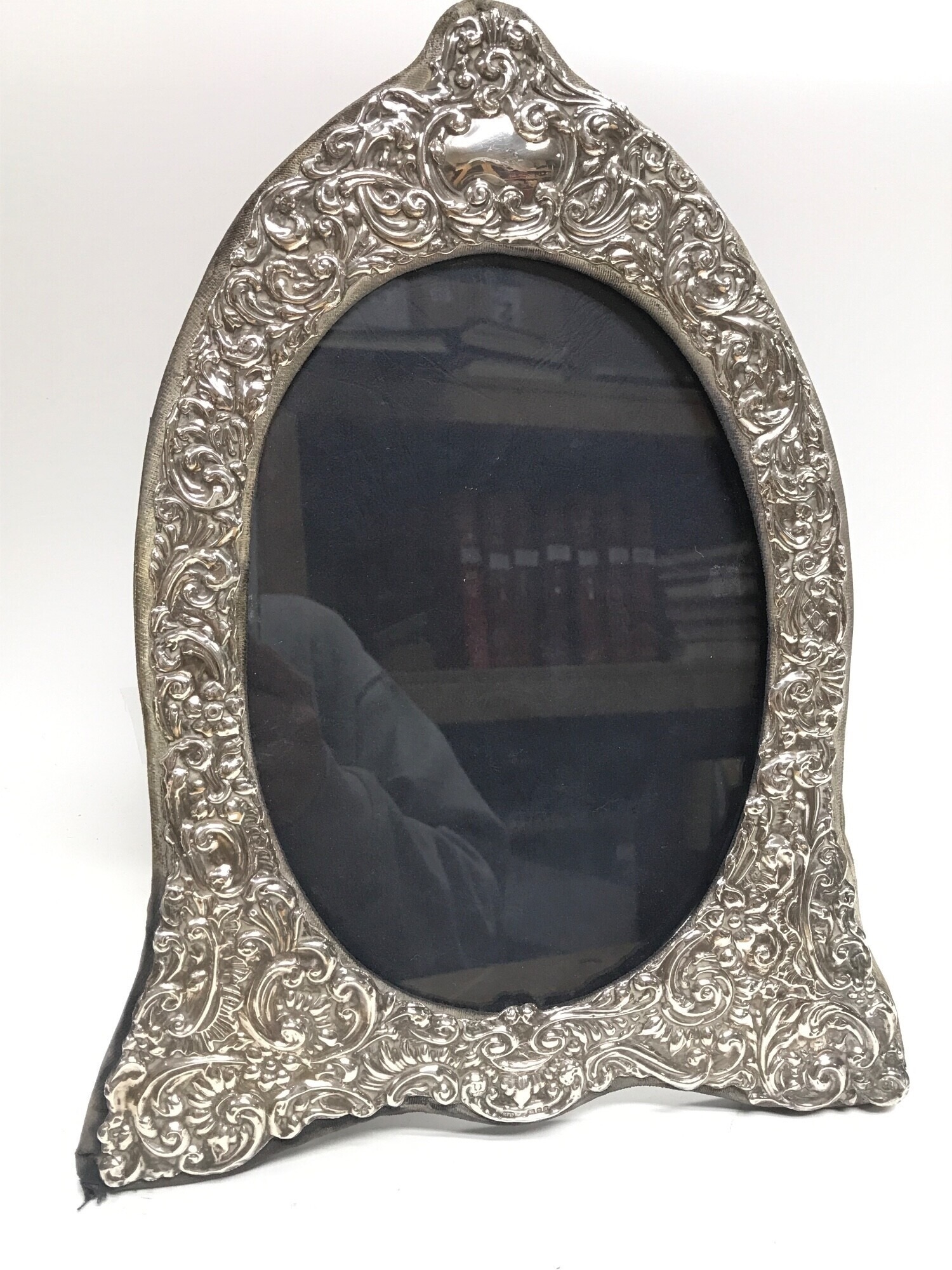 A silver hallmarked frame, 32cm high. Back support A/F NO RESERVE
