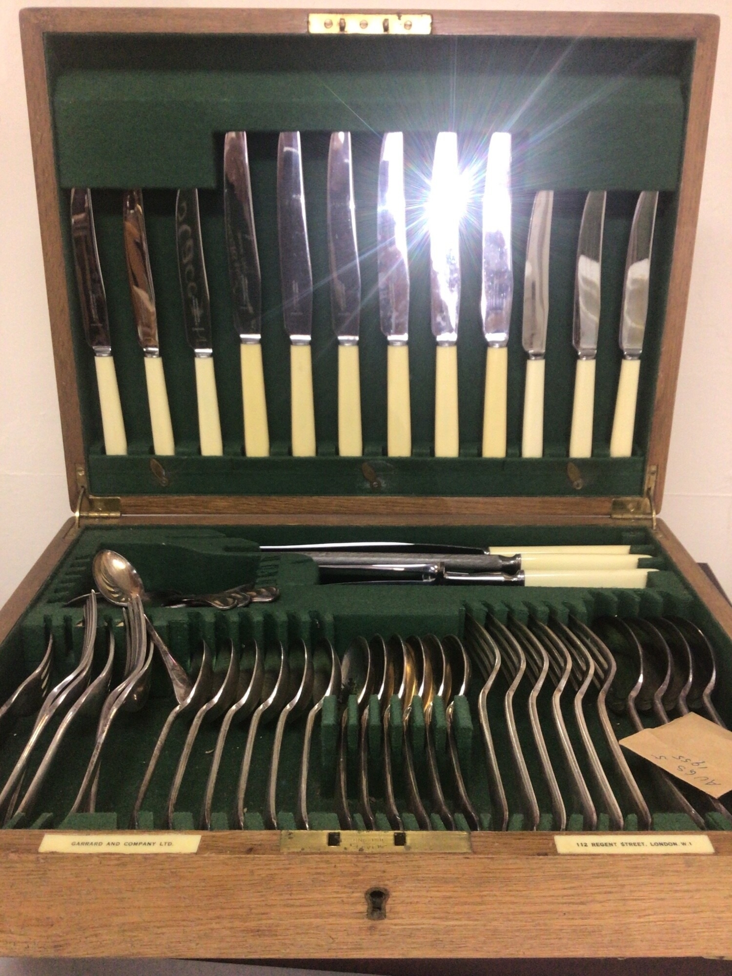 Two Cased Canteens of silver plated cutlery Garrard & Company in an oak case NO RESERVE