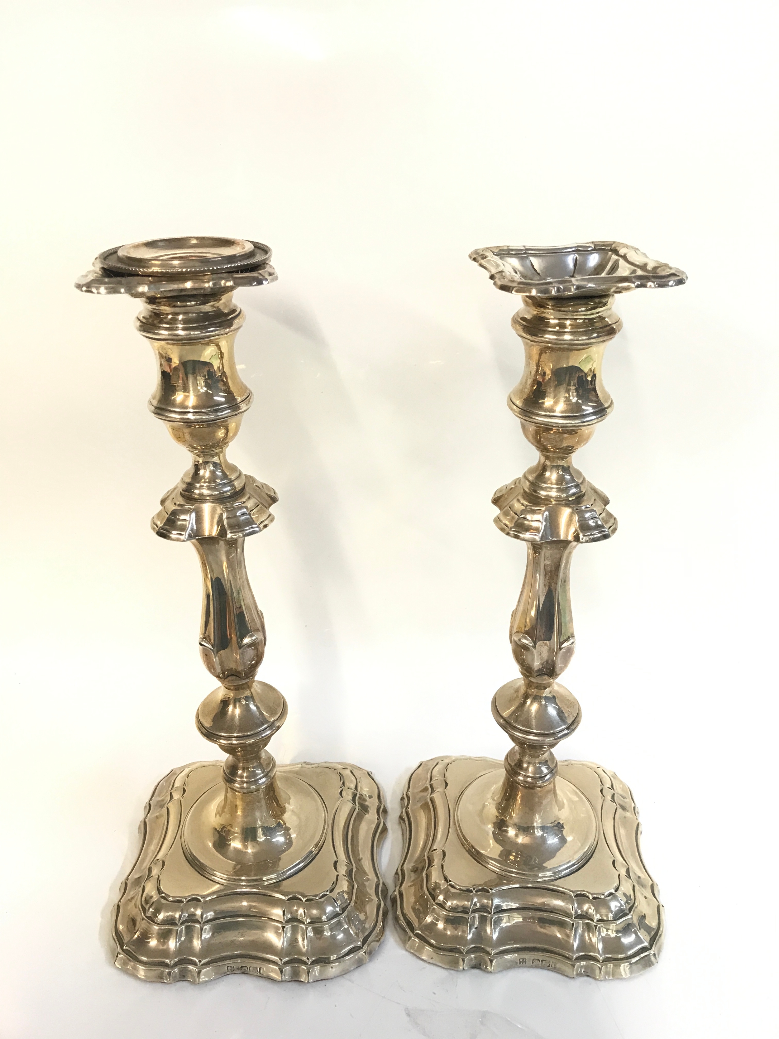 Pair of silver candle stick , 31cm tall. 2020g total weight