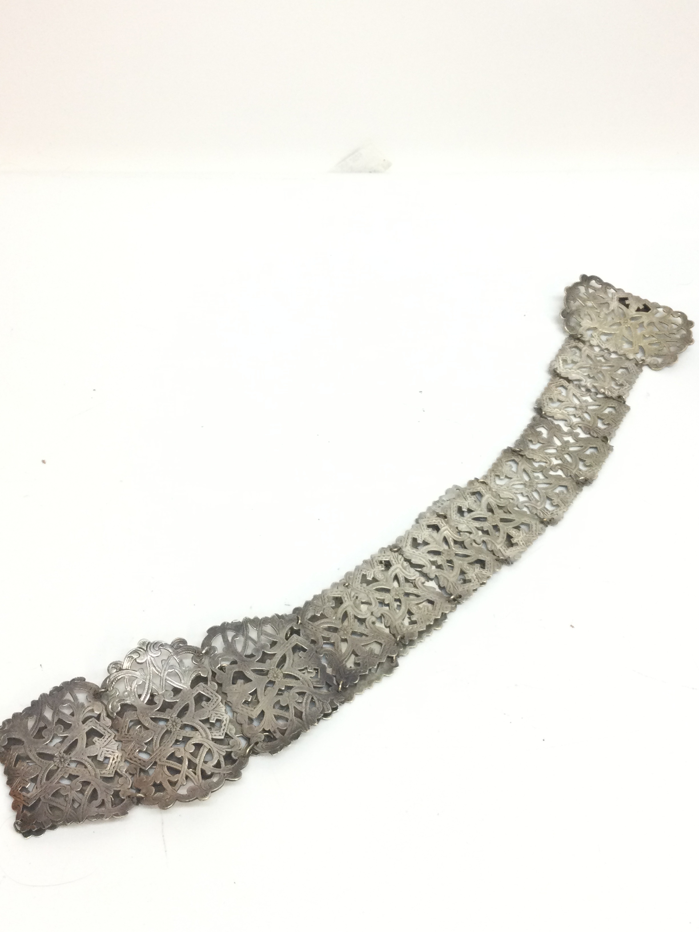 A silver plated nurses belt, 73cm long 