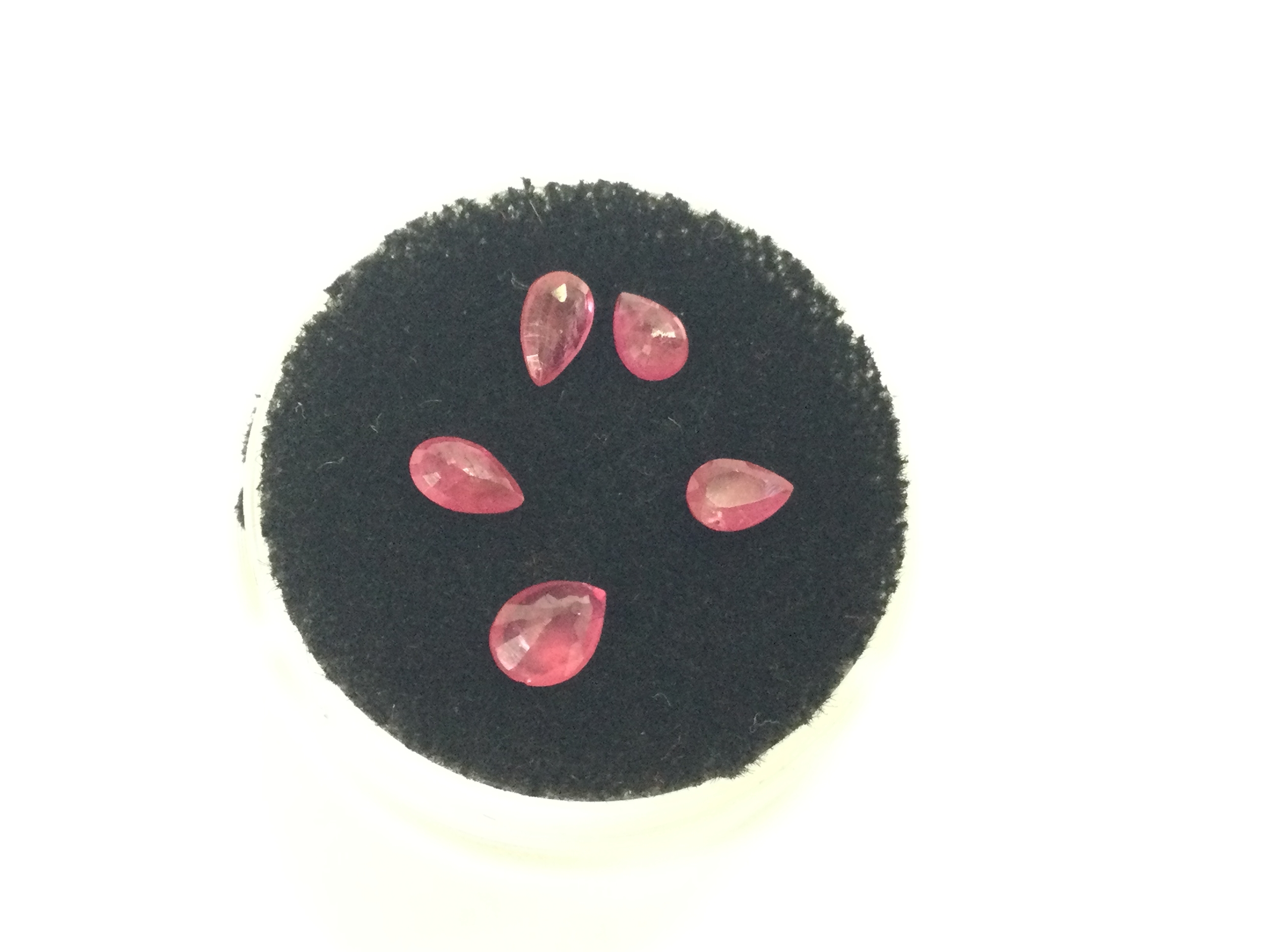 5 pear shaped rubies totalling 1.25ct