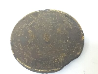 A Rare 18th century bronze medallion made to commentate British Military Victories 1758/59.
The reverse with the side profile of George II. NO RESERVE