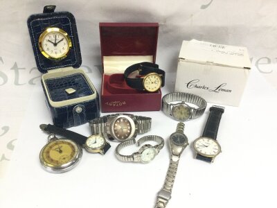 A collection of vintage watches including Rotary, Ingersoll.