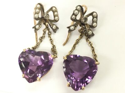 Amethyst drop earrings, 10.7g
