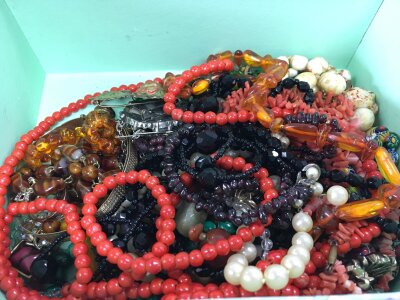 Vintage beads including Murano, coral