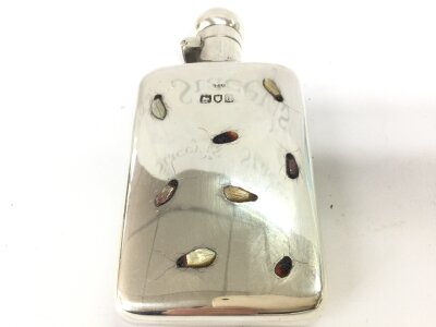 A silver Shibayama hipflask, approx 88g