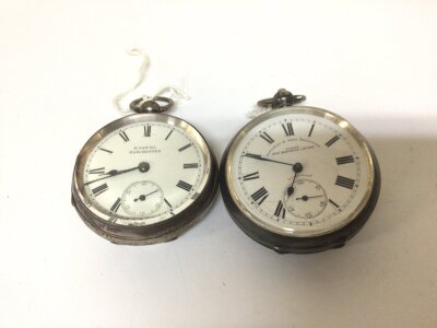 Two silver cased pocket key wind watches H Samuel and Fattorini & Sons  (2)