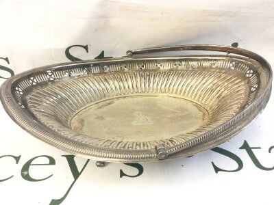 A Hallmarked silver basket Hurkin Heath, 505g total weight. London 1895. Approximately 30cm wide
