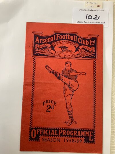 38/39 Arsenal v Stoke City Football Programme: Excellent condition league programme with pencilled team changes. 
: