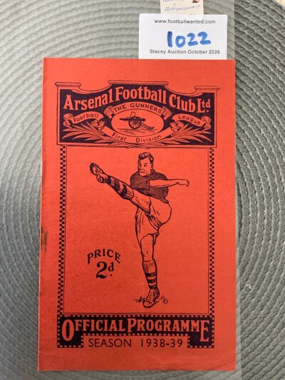 38/39 Arsenal v Leicester City Football Programme: Excellent condition league programme with pencilled team changes. 
: