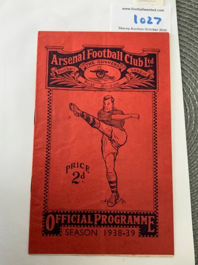 38/39 Arsenal v Charlton Football Programme: Excellent condition league programme with no team changes.