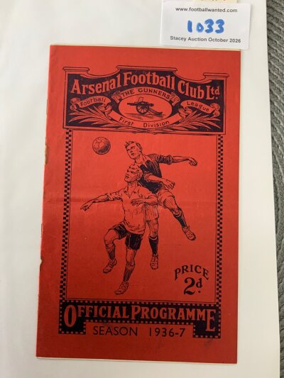 36/37 Arsenal v Derby County Football Programme: Fair condition league programme with staples rusted away leaving holes.