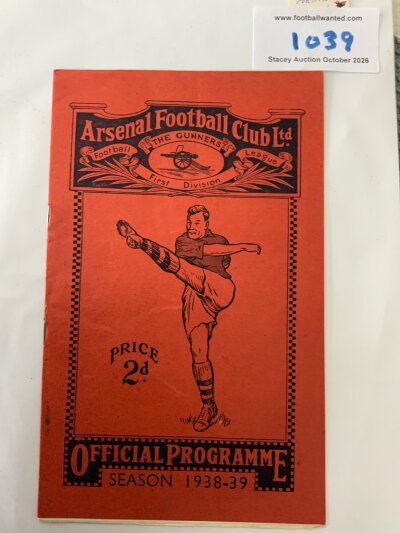 38/39 Arsenal v Portsmouth Football Programme: Excellent condition league programme with no team changes. Staples replaced.