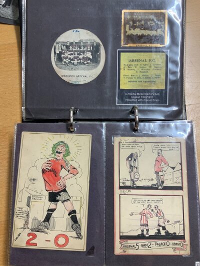 Best Ever Arsenal Football Postcard Collection: Incredible private collection of team groups with many different Woolwich Arsenal right up to the early 1970s. Neatly displayed in collectors postcard album it starts with the boys own paper team group from 1895 then 3 very old comical postcards. Original postcard team groups start with 15 different Woolwich Arsenal then start as Arsenal from 1920-21. Along the way to the early 70s sometimes a team group may not be a postcard it could be a press photo, trade card and occasionally after the war a few unoriginal items whete an original could not be found. There are 3 different postcards relating to the 1930 FA Cup winning team. All the above are original and there are many more but please view this incredible collection to ascertain how good it is.
