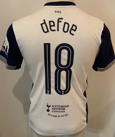 Tottenham 2024 - 2025 Match Prepared Football Shirt: Defoe 18 to rear. Prepared for the legends match v Milan on 23 March 2025 with match details printed to chest.