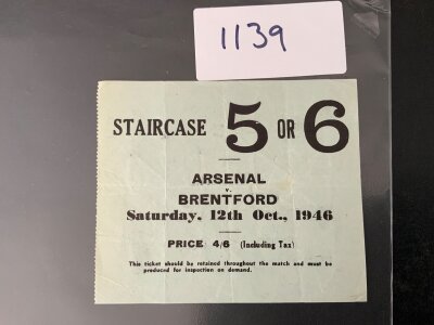 46/47 Arsenal v Brentford Football Ticket: League ticket is good with light folding. First league season after the war.