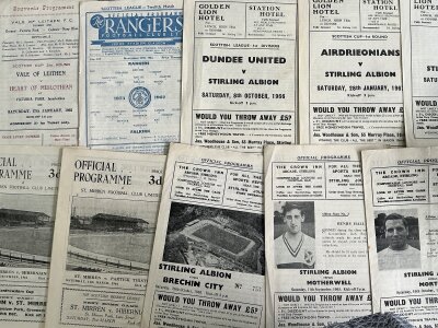 1960s Scottish Football Programmes: Wide range of clubs spanning the decade with good Stirling Hibernian and Hearts content. Very good. (68)
