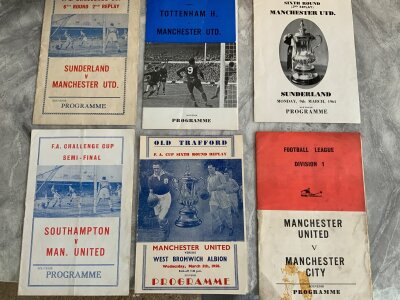 Manchester United Pirate Football Programme Collection: 57/58 West Brom only a month after the Munich disaster. C/W a further 5 from the 60s with all but one being very good. (6)